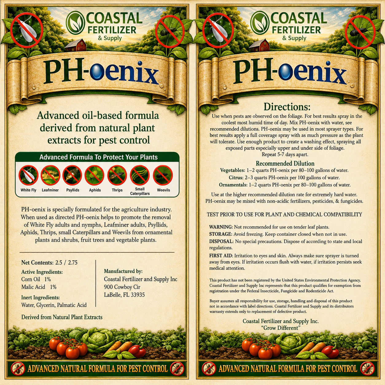 PH-oenix bottle label, front & back